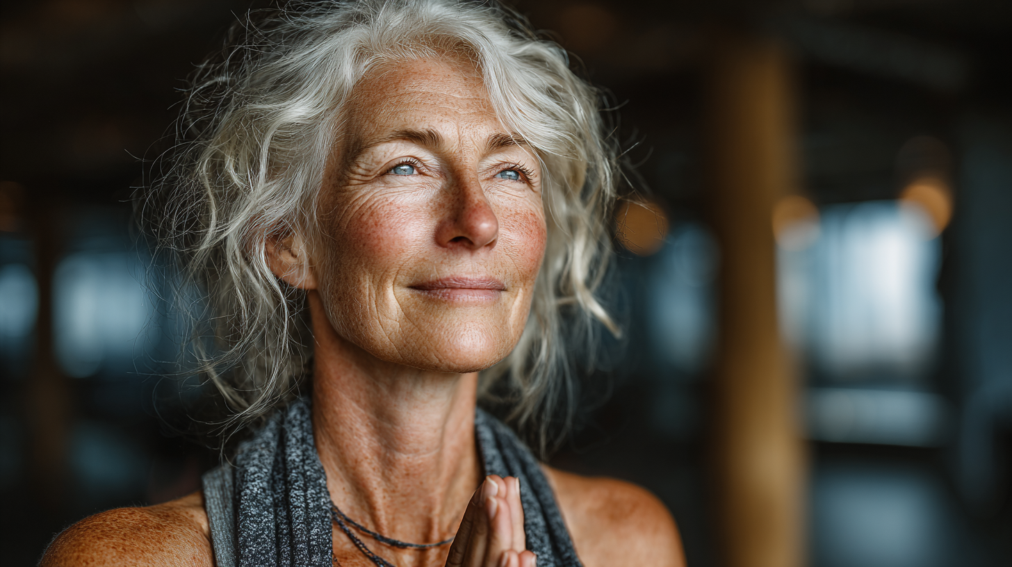 Група людей старшого віку займається творчими вправами на природі